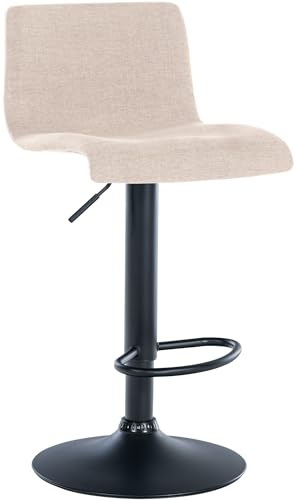 CLP Barhocker Branford I Modern, Höhenverstellbar Mit Lehne I Metallgestell, Bequemer Sitz I Küchenstuhl Oder Esszimmerstuhl, Farbe:Creme, Material:Stoff