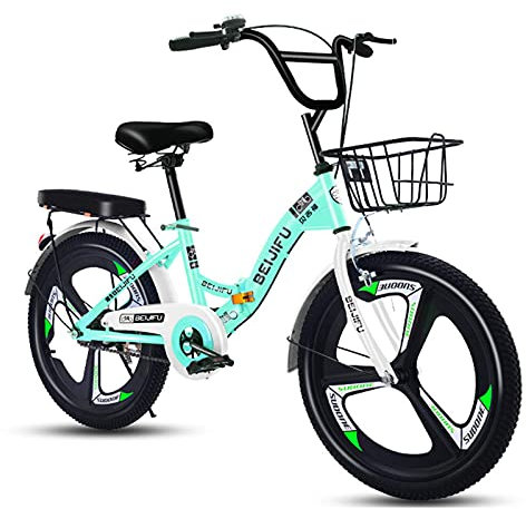QUNINE Erwachsenenfahrrad 16/18/20/22 Zoll Faltbare Fahrräder für Männer und Frauen, Rahmen aus Kohlenstoffstahl (grün 22 Zoll)
