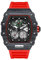 rorios Mode Tonneau Armbanduhren für Herren Punk Hollow Uhr Analog Quarz Uhr Leuchtend Datum Kalender Uhr Männer Silikon Armband Uhren Rot