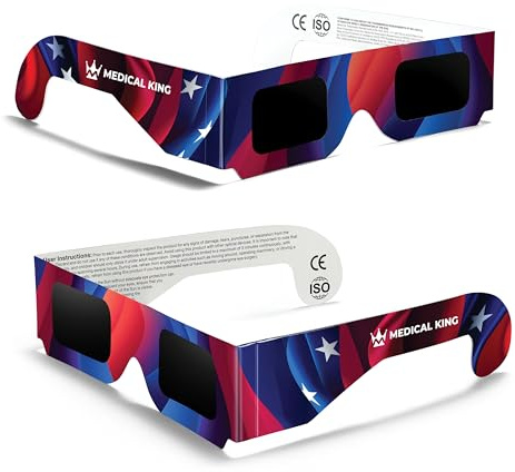 Medical king Solar Eclipse Glasses (2 pack) 2024 CE and ISO Certified Safe Shades for Direct Sun Viewing approvd 2024