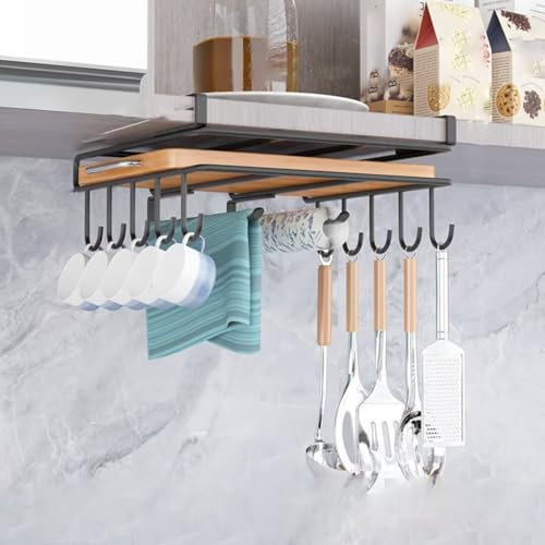 Under Shelf Storage Basket, Chopping Board Holder, Hanging Stainless Steel Cupboard Storage Organiser Shelf, Cutting Board Organiser, Pot Pan Lid Holder