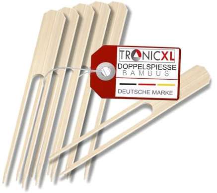 TronicXL 20 Stück 22cm Grillspieße Doppelspieße Spieße Bambus Holzspieße Bambusspieß Holz Grillspiess Grill