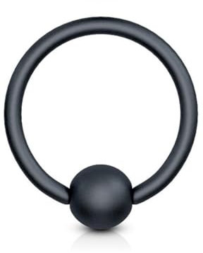 Paula & Fritz® Klemm-Ring Schwarz Matt 0,8-mm Stark 6-mm Lang 3-mm Kugel Chirurgenstahl 316L Closure Ring Septum-Piercing Nasenring Augenbraue-n Ohr