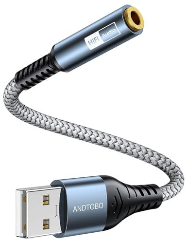 Adaptateur USB vers Prise Audio 3,5 mm, Adaptateur Audio USB vers AUX, Adaptateur Audio Externe pour Carte Son Stéréo avec Convertisseur Stéréo 3,5 mm pour Casque, Oreillette, Haut-Parleur, PS4, PC