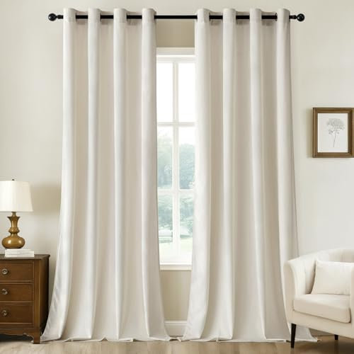 Woaboy Samtvorhänge Verdunkelungsvorhang Gardinen Samt mit Ösen Blickdicht für Wohnzimmer Blackout Curtains Thermovorhang Schalldämmend Schlafzimmer 2er Set 140x225cm (B x H) Weiß