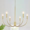 MRHYSWD Gold Kronleuchter Modern Vintage 6 Flammig Pendelleuchte Gold Deckenlampe Hängend Mit E14 Fassung, Metall Kronleuchter Wohnzimmer Schlafzimmer Küche Esstisch Esszimmer Flur (Ohne Glühbirnen)