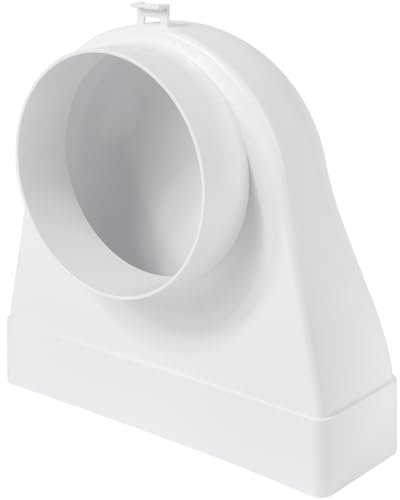 Vent Systems 204 x 60 mm rechteckiger 90° Winkelkanal Verbinder – Übergang zu Rohr mit Ø125 mm - Lufteinlass, Auslasskupplung für HVAC-Systeme - Lüftungsanschluss für Heizung, Kühlung