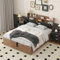 I0I&I0I Metallbett, Hydraulikbett mit Stauraum, Doppelbett Jugendbett, Kopfteil mit Fächern, Metall Lattenrost, ohne Matratze, für Erwachsene, Kinder, Jugendliche (Schwarz, 140 x 200 cm)