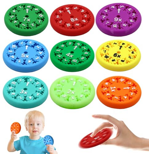 YISKY Math Fidget SPI-nners, 9 Stück Mathe Fidget SPI-nner, Mathe Fakten Fidget SPI-nner, Montessoris Number Fidget SPI-nner für Mathe Spiel, Mathe SPI-nner Spielzeug zum Erlernen von Arithmetik