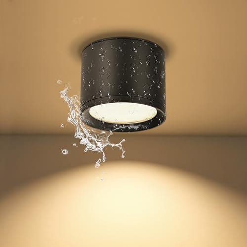 KYOTECH LED Aufbauspot IP44 - Ø84*65mm Deckenspot Schwarz Matt - 6W 550LM GX53 LED Aufbaustrahler - Aluminium 4000K Neutralweiß Aufputz 230v Aufbauleuchte Deckenlampe für Bad Badezimmer