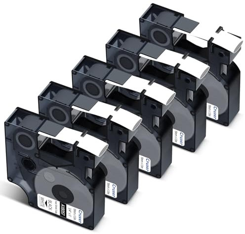 Cruxer 5 Pack Compatible for Rhino A18057 18057 S0718330 Heat Shrink Tube Black on White 19mm x 1.5m Wire Cable Label Tape Replacement for Label Writer Rhino 1000 3000 4200 5000 5200 Maker