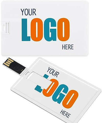 Lot de 100 clés USB personnalisées 512 Mo, en forme de carte de crédit, 512 Mo - Imprimez avec votre logo - Clés USB personnalisées comme favoris promotionnels - Marque simplifiée avec les clés USB