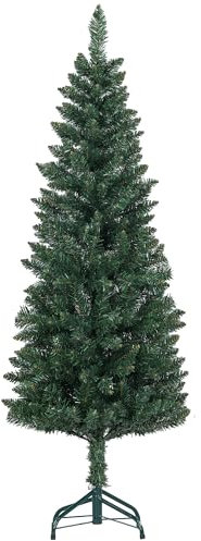 HOMCOM Árbol de Navidad Estrecho 150 cm Árbol de Navidad Grande Tipo Lápiz con Base Plegable y 317 Ramas para Dormitorio Oficina Verde