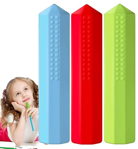 Kaubare Bleistiftaufsätze aus Silikon, steigert die Produktivität, kauende sensorische Zappel-Topper für Kinder, Bleistift-Kauaufsatz zum Schreiben und Zeichnen, 3 Stück