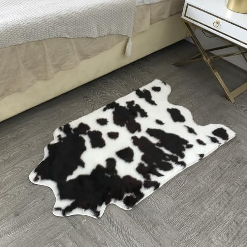 Cooalinar Teppich Mit Zebramuster,Kunstfaser Teppich Rinderfell,Teppich Aus Rindsleder,Teppich Mit KüNstlichem Zebramuster,Kuhfell Teppich Kunstfell,Kuhfell-Teppich Aus Kunstrindsleder