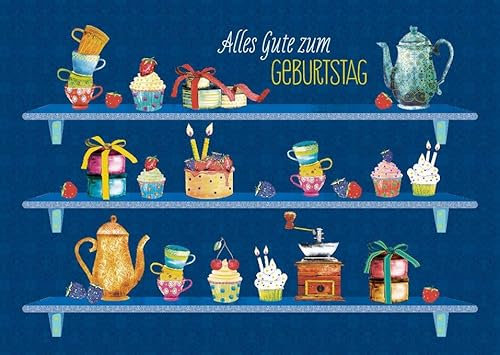 Geburtstagspostkarte Regalbretter Alles Gute zum Geburtstag