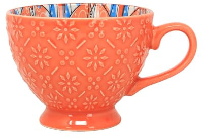 Orange Mug 350ml Ceramic Coffee Cup Tuscany Bohemian Mediterranean Ethnic Style