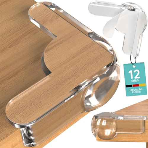 Eckenschutz Baby [12 Stück] – Selbstklebender Kantenschutz Transparent, Extra starker Halt – Baby Kantenschutz für Tisch & Möbel, Sicherer Schutz mit wasserbasiertem Kleber