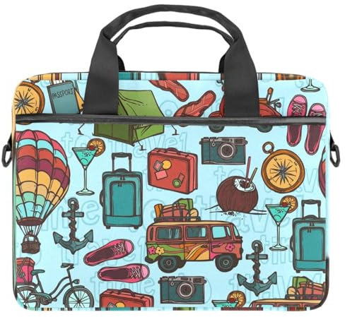 Vacanze Elementi di Viaggio Del Computer Portatile Spalla Messenger Bag Crossbody Valigetta Messenger Sleeve per 13 13.3 14.5 Pollice Tablet Laptop Proteggere Tote Bag Caso, Multi, 11x14.5x1.2in
