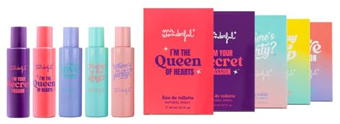 MR WONDERFUL - Colonias Mujer I'm Your Love Potion + Where's The Party + Today Is My Day, Pack de 5 x 30 ml, I'm Your Secret Passion y I'm the Queen of Hearts, Perfume Mujer, Eau de Toilette