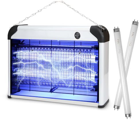 Insectaway Lampe Anti Moustique Double Grille, 20W UV Tue Mouche Electrique Intérieur Efficace Portée 50-80m² Pièges à Mouche Tueur Lampe, Destructeur d' Insectes, Maison, Cuisine, Bureau