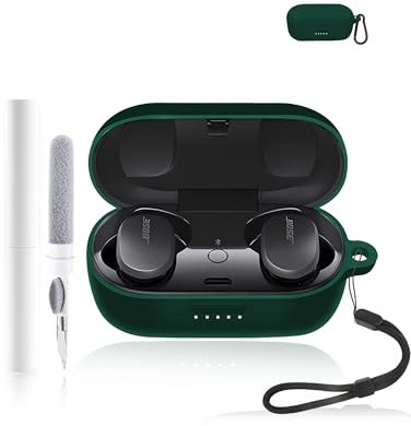 Silicone Protective Case for Bose QuietComfort Earbuds - Durable and Eco-Friendly Bluetooth Earphone Cover with Precise Holes - Dark Green