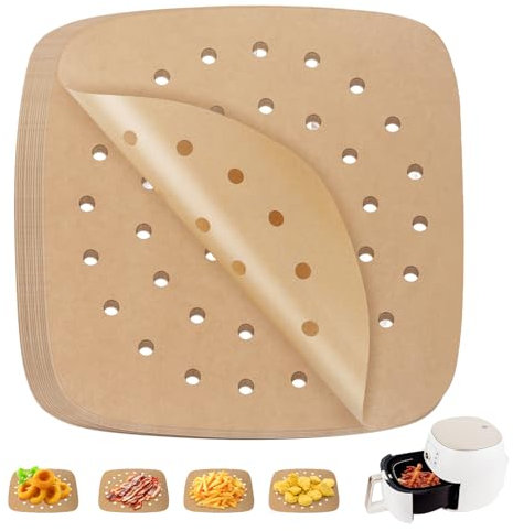 200 Piezas Papel de Pergamino para Freidora de Aire,Papel Horno Freidora Aire,papel air fryer cuadrado,para freír, hornear, cocinar, asar a la parrilla y a prueba de aceite,accesorios airfryer-7.5