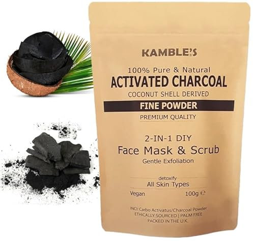 Activated Charcoal Powder 2-in-1 DIY Face Mask & Scrub | Detoxify + Purify Pores | Control Shine + Reduce Blackheads | Men & Women
