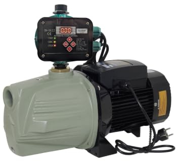 JET Gartenpumpe selbstsaugend bis 9,8m, 5,5 Bar 7000 L/h, Wasserpumpe mit Druckschalter einstellbar