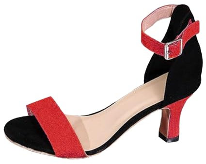 Scarpe Soft Saldes Sandali francesi da donna, scarpe con tacco alto 7 cm, stile fatata, con un bottone, stile pesce Stivali Alti Marrone Per Donne In Camoscio, rosso, 37 EU Large
