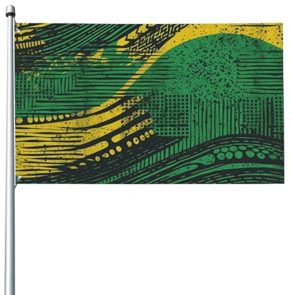 Bandiera 3x5 piedi primavera estate all'aperto con motivo a strisce gialle e verdi con occhielli in poliestere personalizzata per giardino, casa, decorazioni per la casa, feste per cortile, prato, ver