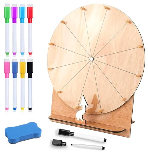 Großes Glücksrad Set, Glücksrad Spielzeug 30CM, Glücksrad Zum Drehen Mit Ständer Und Markierstift, Glücksrads Zum Selbstgestalten, Farbe Glücksrad Mit Metallständer für Wortspiele, Neujahr, Party