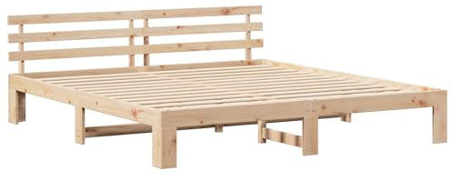 vidaXL Minimalistisches Massivholz Kiefer Bettgestell 180 x 200 cm Natürlich - Robust und stylisch, ideal für Erwachsene