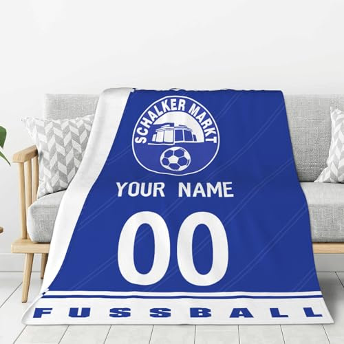 WeiaiziY Schalke Personalisierte Kuscheldecke,Schalke Decke mit Namen, Nummer & Teamlogo,Personalisierte Geschenk für Fußball Fans - Flauschige Weiche Decke für Stadion, Couch & Wohnzimmer