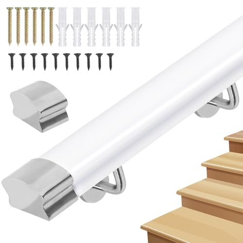 Handrails for Stairs, Non-Slip Stair Banister with Brackets,Against The Wall Safety Stair Hand Rails with Fittings for Indoor Loft Corridor