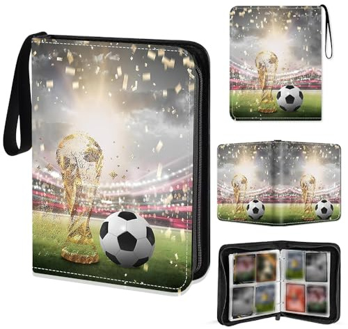 KBIBCK Sammelalbum Fußball Karten, Fussball Karten Sammelalbum für 400 Karten, 50 Seiten, Reißverschluss, Wasserdicht, 3-Ring-Mechanismus, Sammelkarten Album, Kompatibel mit Allen Arten vonKarten