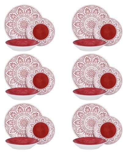 Servizio 18 piatti porcellana Ariel rosso