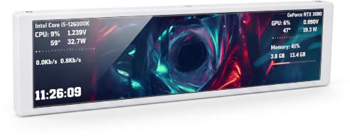 Dpofirs 9,2 Zoll FHD PC Temperaturanzeigefeld, Sekundärer Computerbildschirm mit Dynamischen Videothemen und Einzelkabel Einrichtung für CPU GPU Überwachung und Benutzerdefinierte (White)