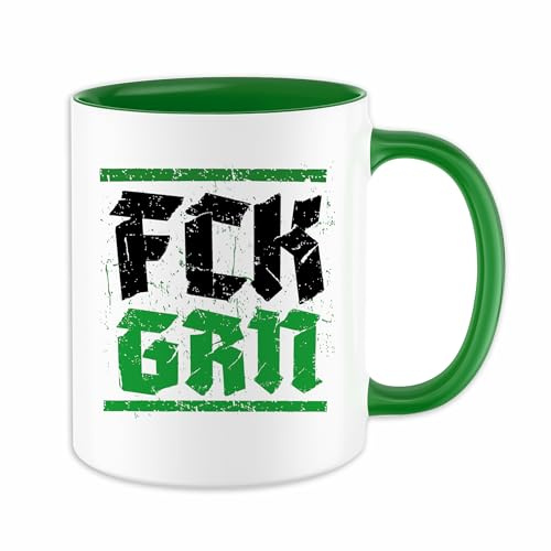 FCK GRN Tasse | Fuck Grüne Anti Grün Kaffeetasse - Anti Grün Politischer Becher Widerstand | M2 Weiß - Grün