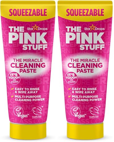 The Pink Stuff Miracle Squeezable Cleaning Paste 300g - Easy to Rinse Multi Purpose Cleaner for Kitchen Bathroom Cooktops Tiles Sinks Showers and More (Pack of 2)