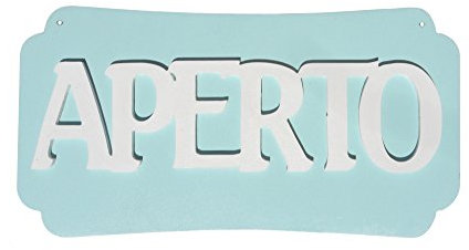 targa in legno double face aperto chiuso. Color tiffany (tiffany)