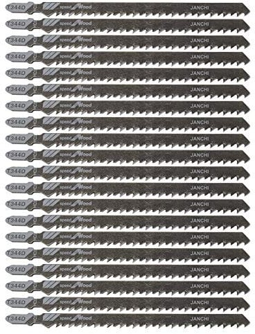 20Pack T344D Long Jigsaw Blades Set, HCS 6-Inch 6TPI T-Shank Contractor Straight-Cut Jig Saw Blade Designed for Quick Cutting Thick Construction Timber, Softwood, Chipboards, Wood Core Plywood