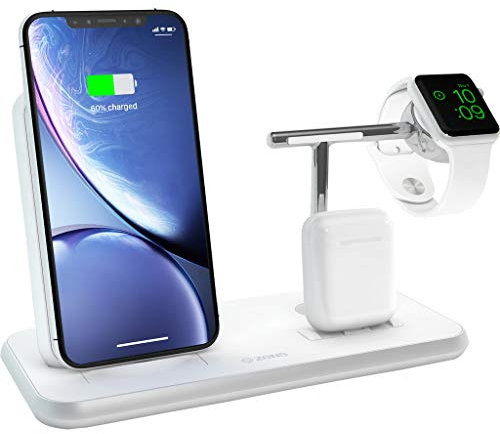 ZENS Aluminium Stand + Apple Watch + Dock Qi weiß, ZEDC07W