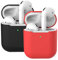 Molylove Compatibile con AirPods 2 Custodia in Silicone, 2X Case per Airpods Custodia Cover Custodia protettiva in silicone antiurto [Supporto ricarica wireless] (AirPods 2, Rosso + Nero)
