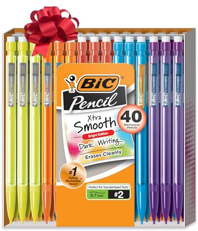 Bic Mechanical Pencils, Xtra Smooth, Bright Edition (Darker Colors, Erases Cleanly), 40-Count