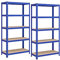 SONGMICS Schwerlastregal, 2er Set, Kellerregal, Lagerregal, 40 x 90 x 180 cm, Regal mit Stahlgestell, jeweils bis 875 kg belastbar, 5 verstellbare Ablagen, blau GLR040Q02