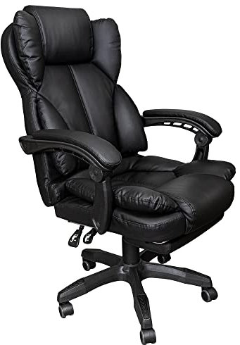TRISENS Schreibtischstuhl ergonomisch mit Flexibler Rückenlehne & Kopfstütze - Bequemer Bürostuhl für Schreibtisch - Büro Stuhl, Drehstuhl, Chefsessel, Farbe:Schwarz