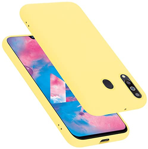 Cadorabo Hülle kompatibel mit Samsung Galaxy M30 / A40s Hülle Silikon Handyhülle für Galaxy M30 / A40s Case aus flüssigem Silikon- Kratzfeste und stoßfeste dünne TPU Schutzhülle - Liquid GELB