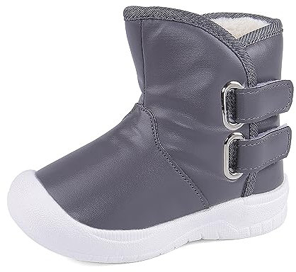 LACOFIA Stivali da Neve Invernali Bambino Scarpe Impermeabili Suola Antiscivolo in Gomma per Neonato Grigio 22/23