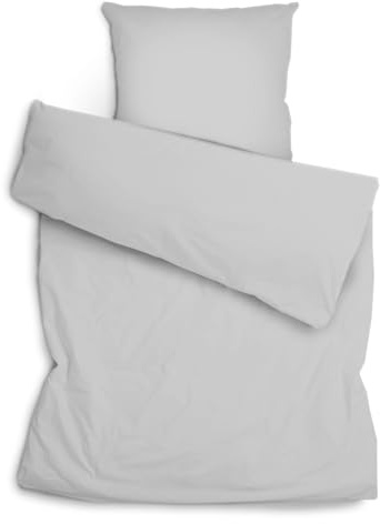 Amilian Bettwäsche Set 2-teilig 135x200 cm + 80x80 cm - 100% Baumwolle, weich, pflegeleicht, für Kinder; Jugendliche; Erwachsene - modernes Design - Hellgrau